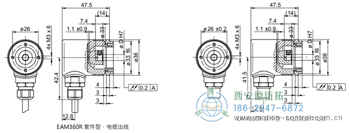 EAM360-K - CANopen®磁式绝对值重载编码器外形及安装尺寸(编码器套件) - 注册HTH官方网站

