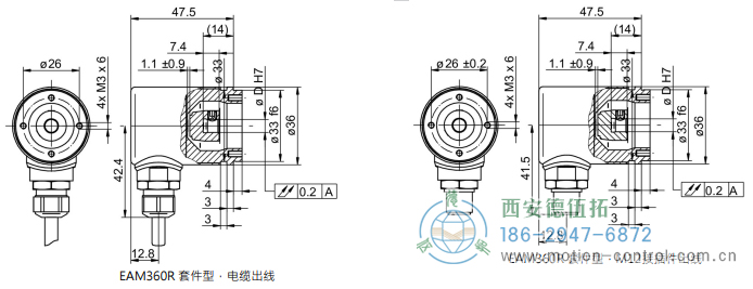 EAM360-K - SSI磁式绝对值重载编码器外形及安装尺寸(编码器套件) - 注册HTH官方网站
