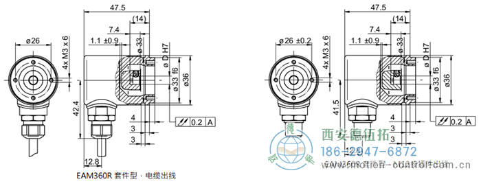 MAGRES EAM360R-K - Analog磁式绝对值重载编码器外形及安装尺寸(编码器套件) - 