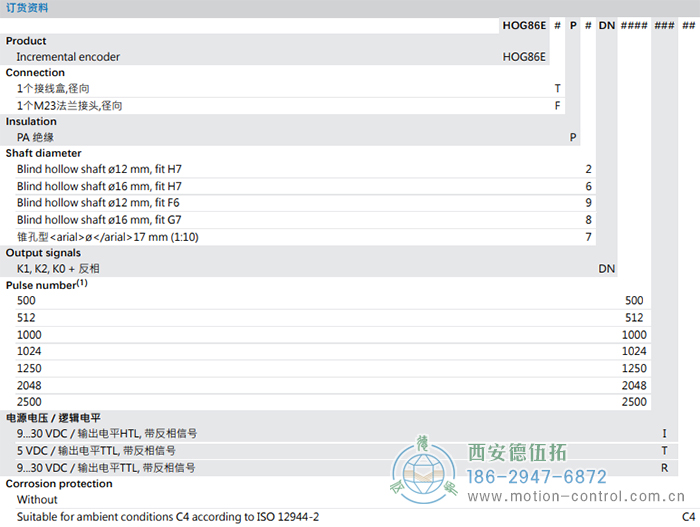 HOG86E增量重载编码器订货选型参考 - 注册HTH官方网站
