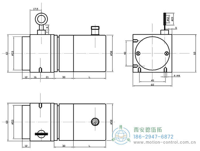 PCS60D/PCS60P拉线编码器的外形及安装尺寸 - 注册HTH官方网站
