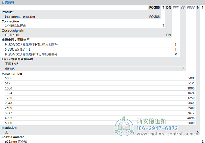 POG86增量重载编码器订货选型参考 - 注册HTH官方网站
