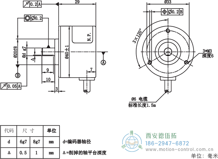 RI41光电增量轻载编码器外形及安装尺寸 - 注册HTH官方网站
