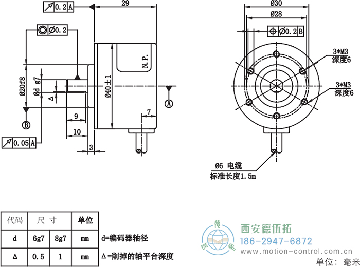 RI41光电增量轻载编码器外形及安装尺寸 - 注册HTH官方网站
