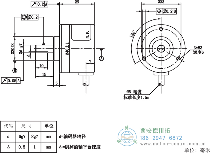 RI41光电增量轻载编码器外形及安装尺寸 - 注册HTH官方网站
