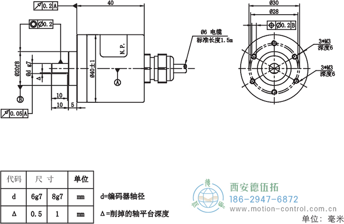 RI41光电增量轻载编码器外形及安装尺寸 - 注册HTH官方网站
