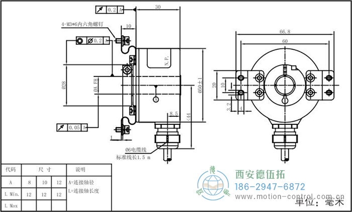 RI50光电增量轻载编码器外形及安装尺寸 - 注册HTH官方网站
