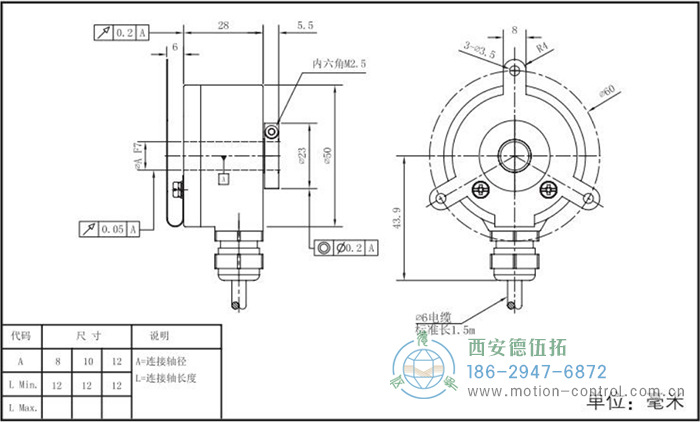 RI50光电增量轻载编码器外形及安装尺寸 - 注册HTH官方网站
