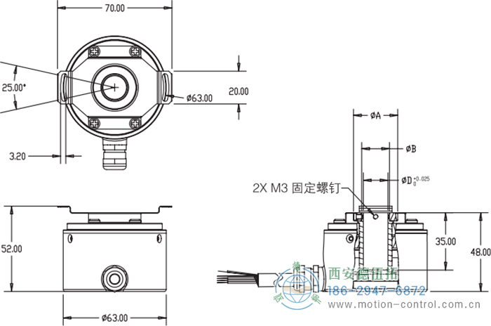 RI64空心轴标准光电增量编码器外形及安装尺寸 - 注册HTH官方网站
